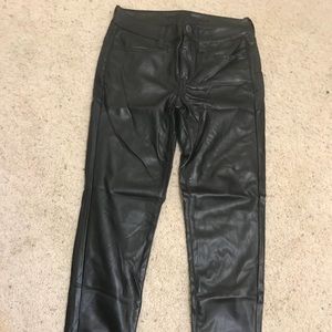 American eagle black leather pants size 2